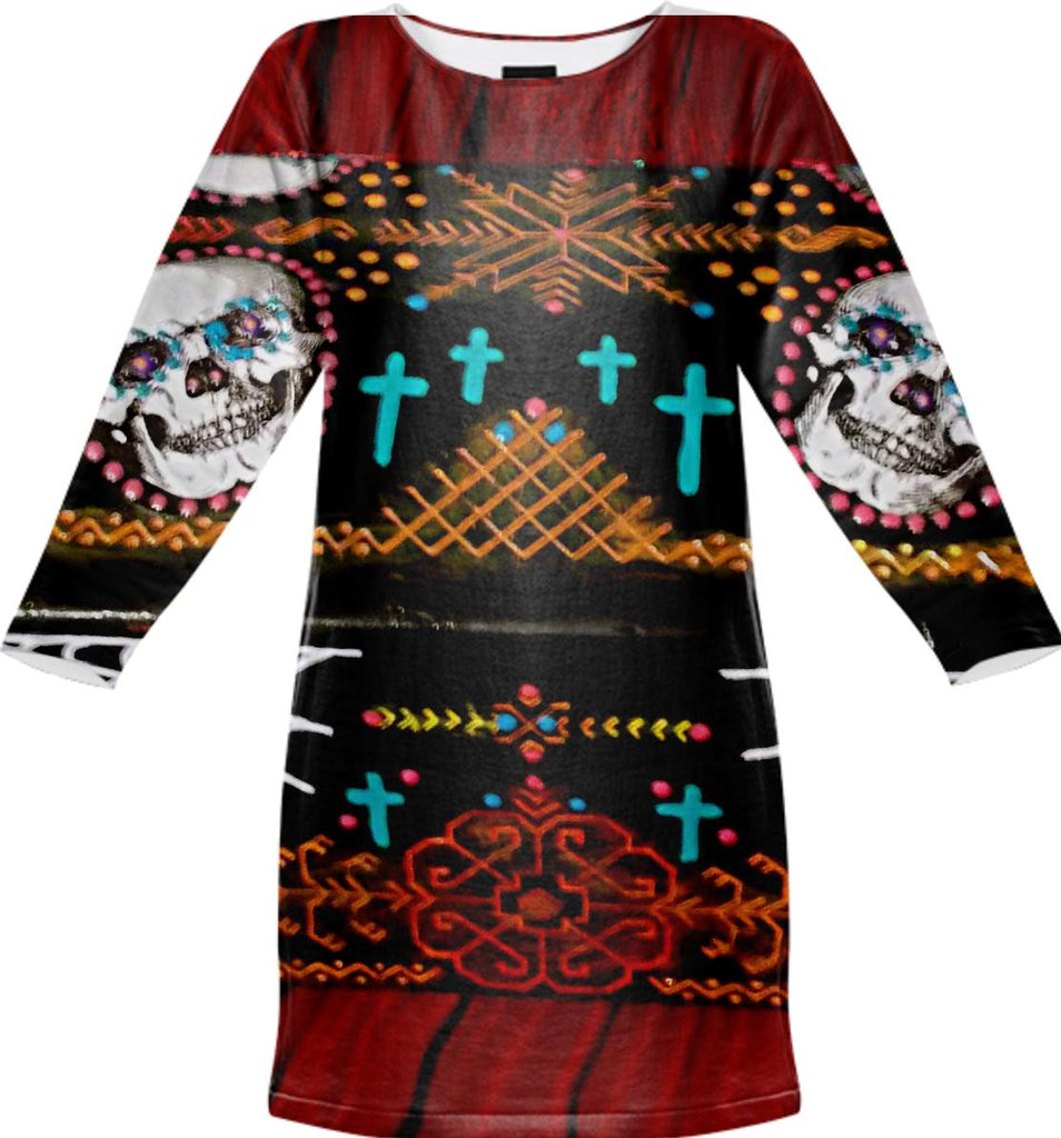 SUGAR SKULL Sweatshirt Dress by Le Dubin