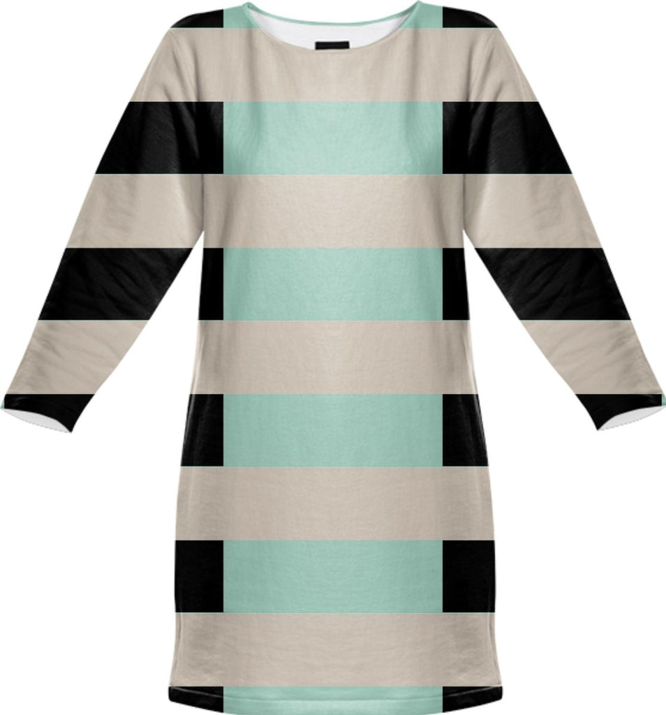 Tan Mint Black Checkerboard Sweatshirt Dress