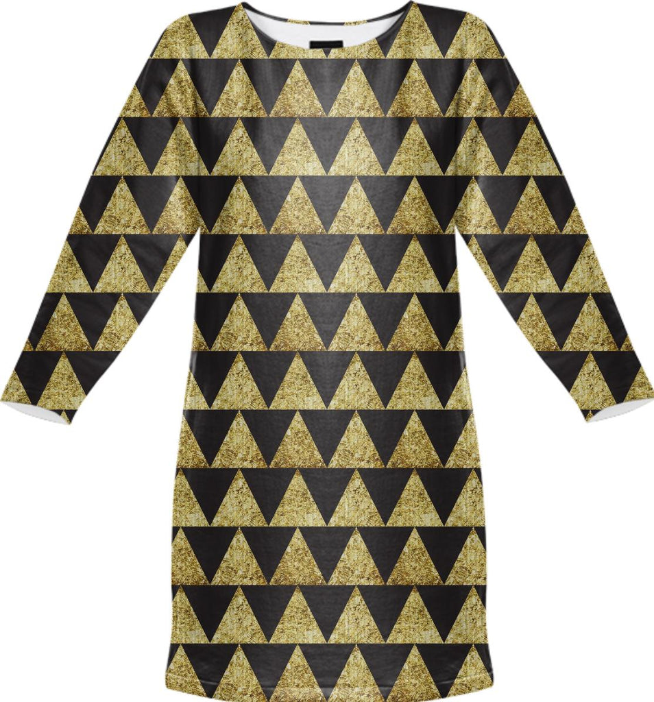 Triangles Black Gold Sweatshirt Dress