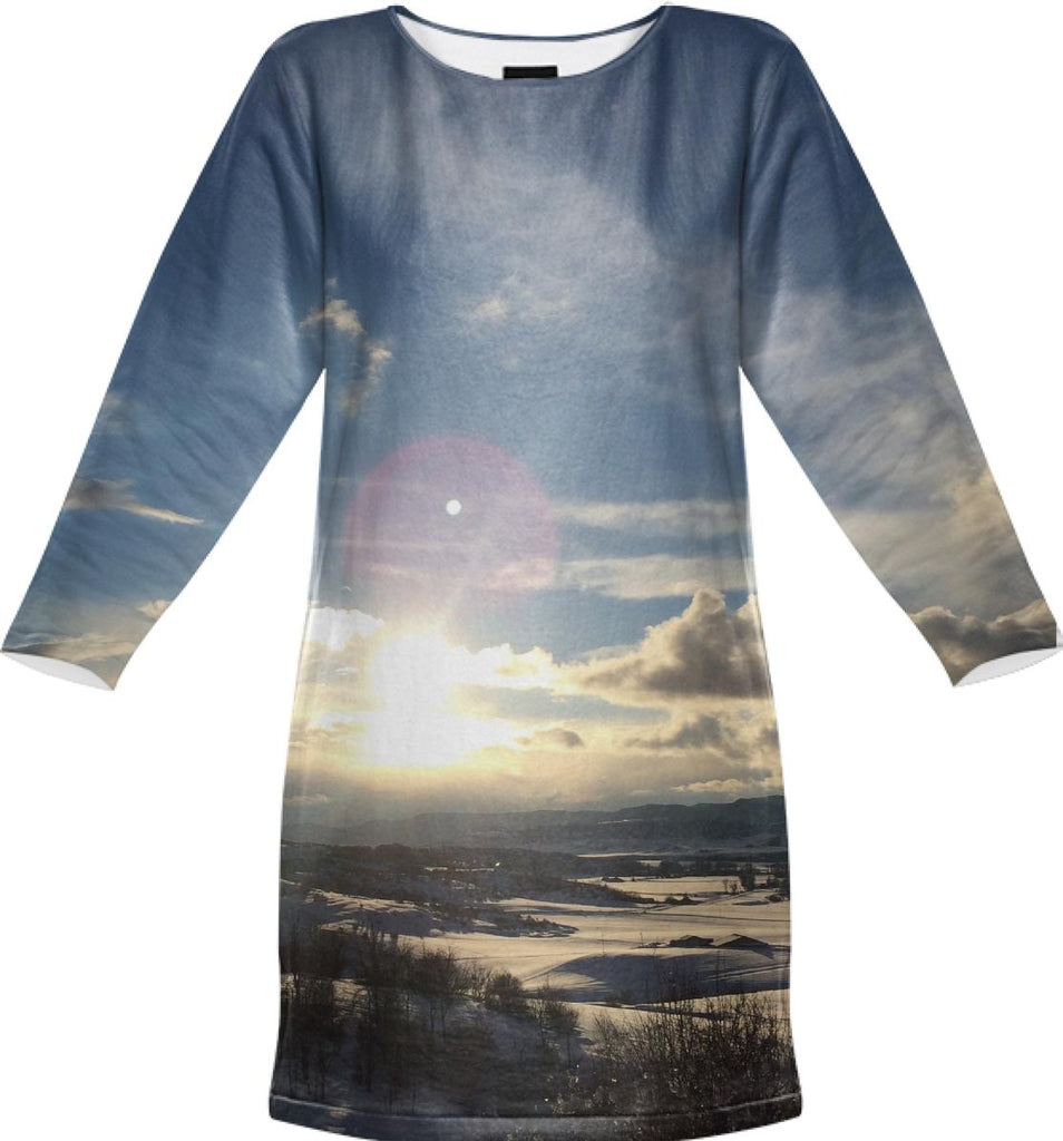 winter sunset sweatshirt dress