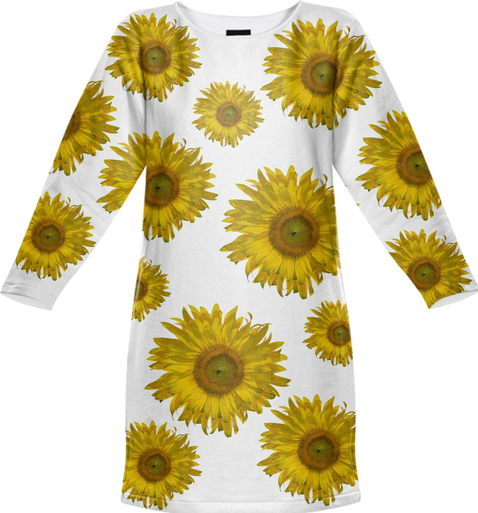 Yellow Scattered Sunflowers Sweatshirt Dress