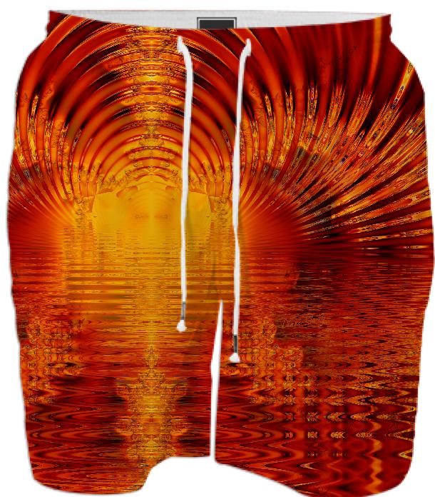 Abstract Golden Red Tunnel of Light