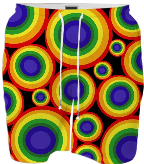 Gay Pride Rainbow Circles Swim Trunks