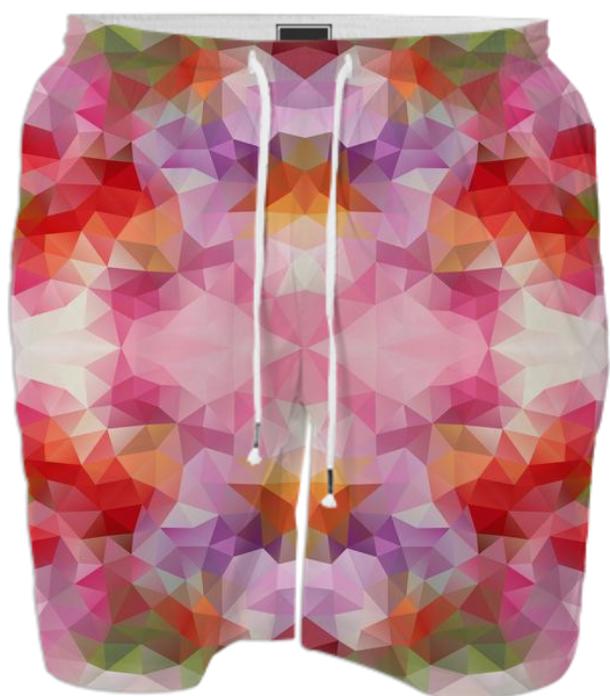 POLYGON TRIANGLES PATTERN PINK RED VIOLET ABSTRACT POLYART GEOMETRIC FLOWERS