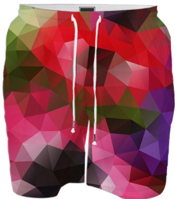 POLYGON TRIANGLES PATTERN RED FLOWER GREEN ABSTRACT POLYART GEOMETRIC