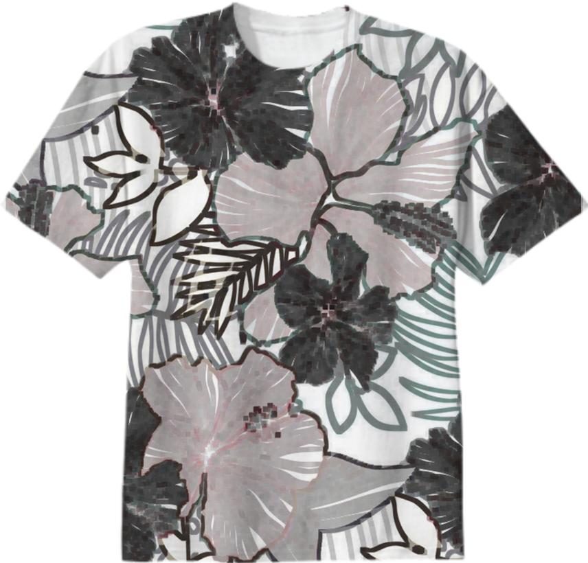ABSTRACT FLORAL WOMENS MENS T SHIRT