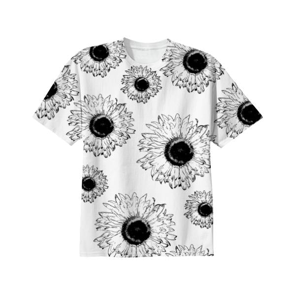 Black and White Sunflowers T Shirt