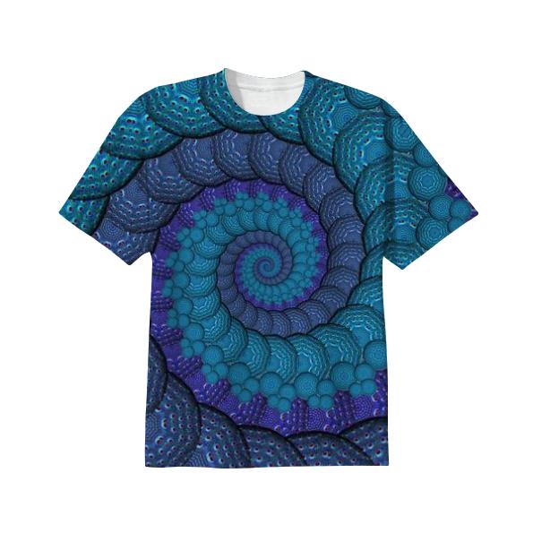 Blue Fractal Spiral Tshirt