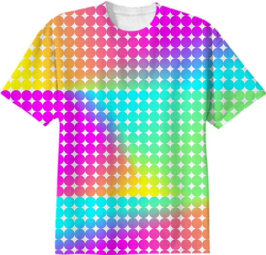 faTrendy Bright Colorful Neon Rainbow Spotted Fashion Tee Shirt Top