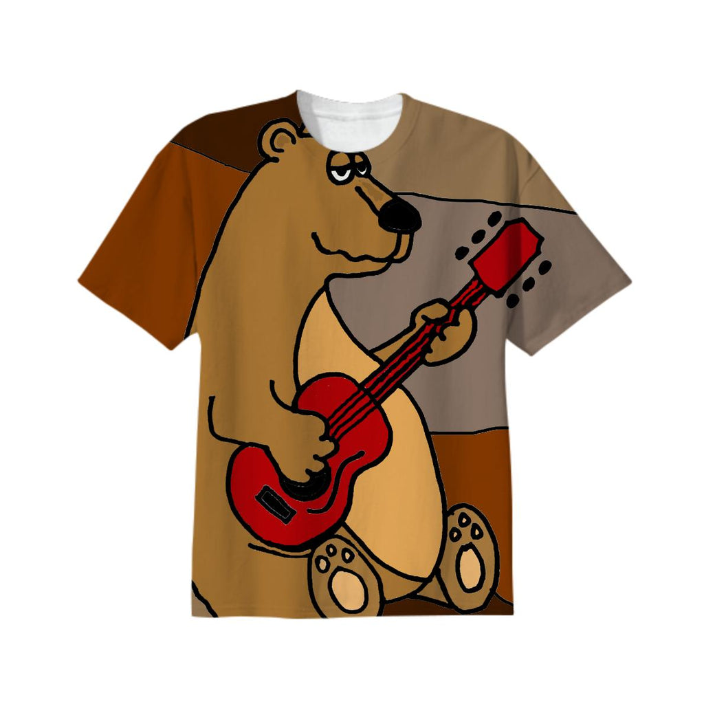Funky Brown Bear Playing Red Guitar