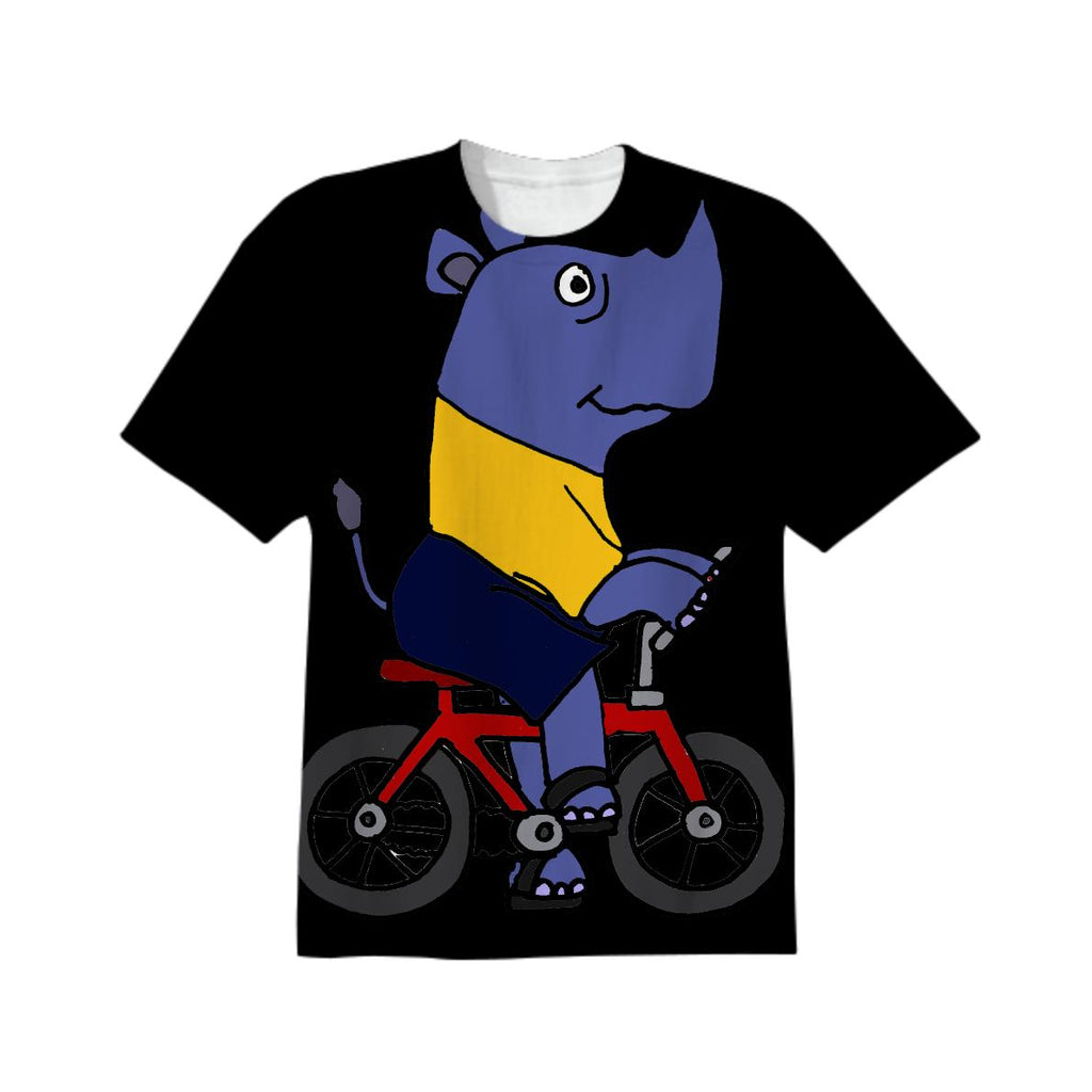 Funny Blue Rhino Riding Bicycle