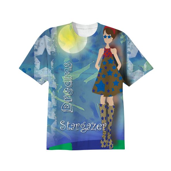 Girl on Top of the World with Stars in Her Eyes T Shirt