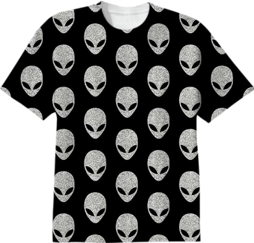 Grey Glitter Aliens T shirt