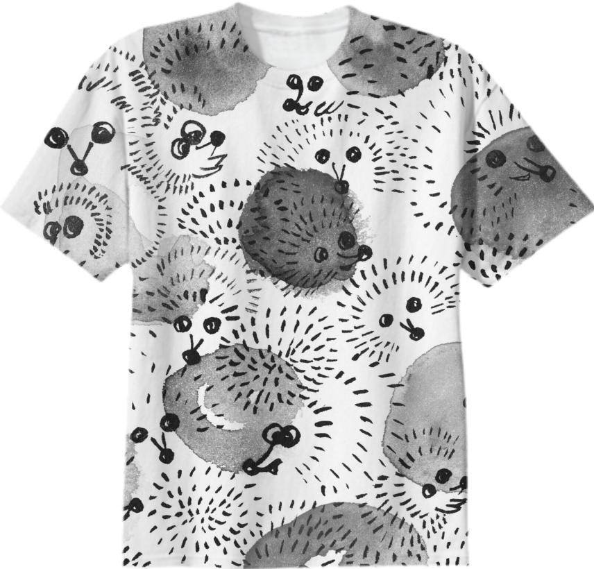 hedgehog polka dot in black and white