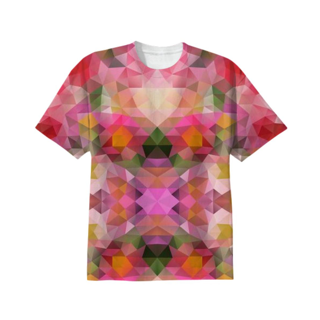 POLYGON TRIANGLES PATTERN PINK RED VIOLET YELLOW FLOWERS ABSTRACT POLYART GEOMETRIC GEOMETRIC PATTERN FLOWER NATURE