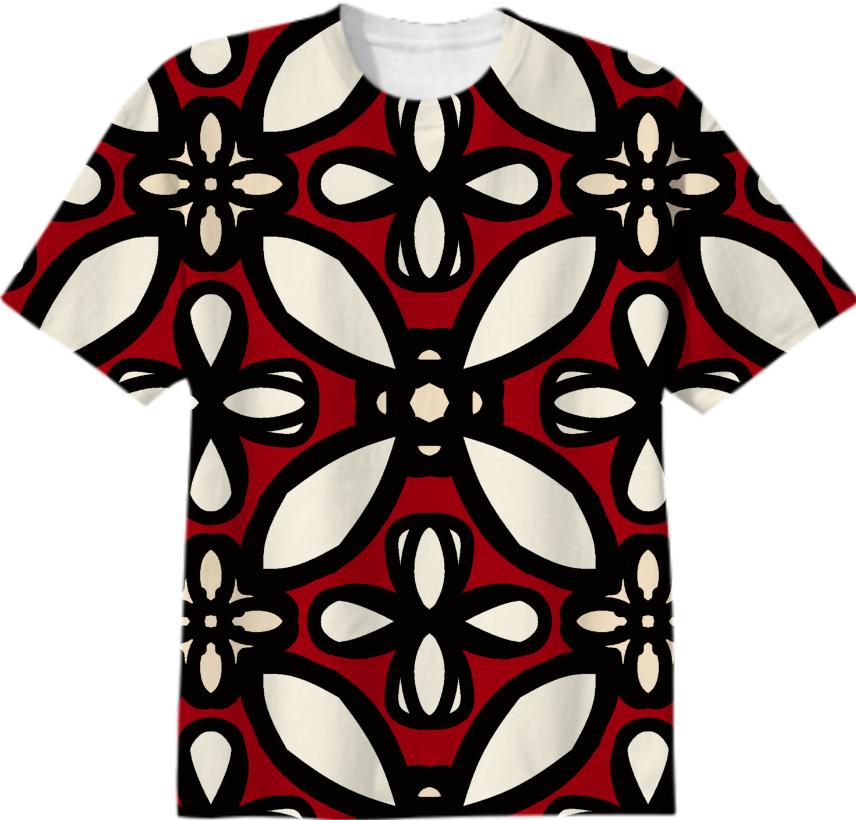 Red and Black Print T Shirt