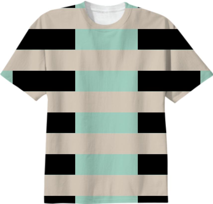 Tan Mint Black Checkerboard T Shirt