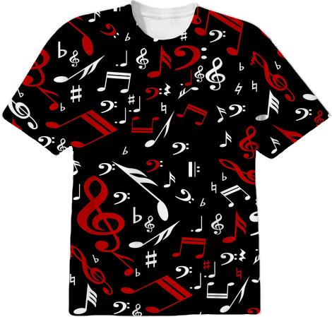 Black white and Red musical notes