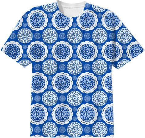 Blue and White Vintage Abstract Floral