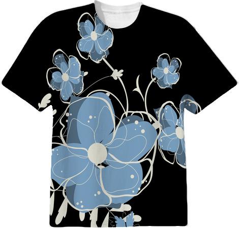 Modern Blue and light grey flowers