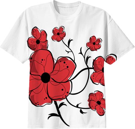 Modern red and black floral