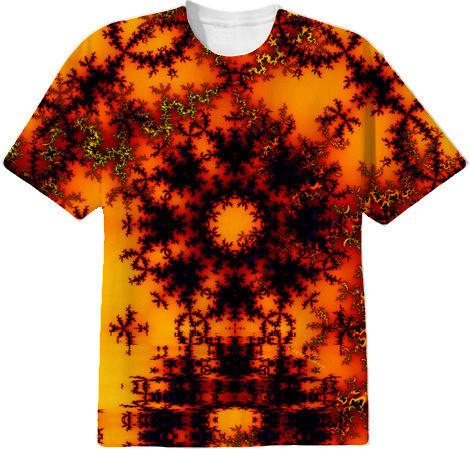 Mystical Golden Fire Lake Abstract Baroque Illusion