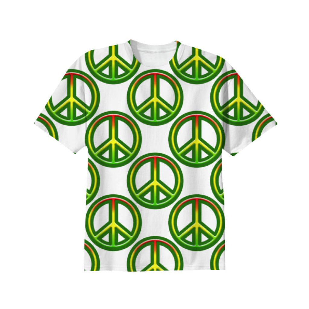 Rasta Peace Sign Pattern T Shirt