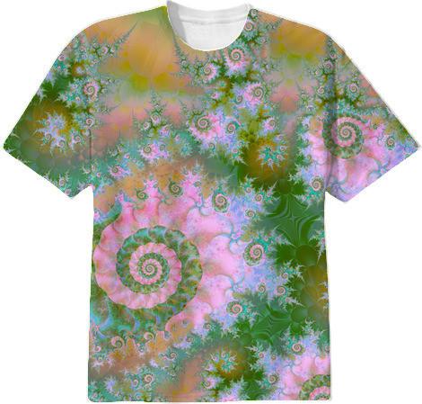 Rose Forest Green Abstract Fractal Swirl Dance
