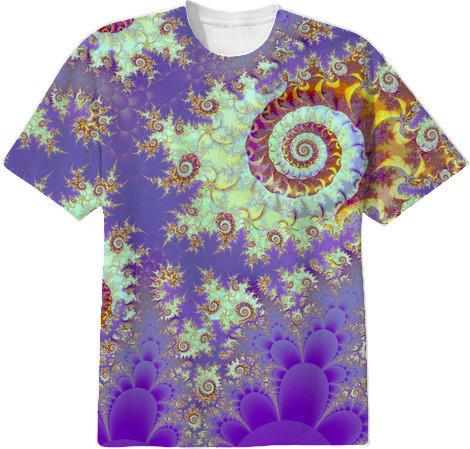 Sea Shell Spiral Abstract Violet Cyan Stars