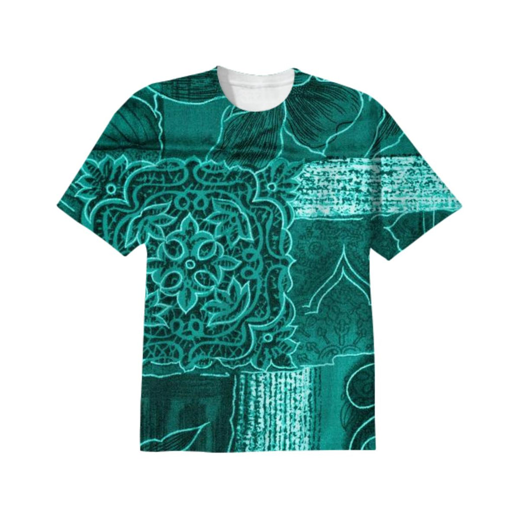 TURQUOISE PATCHWORK T SHIRT