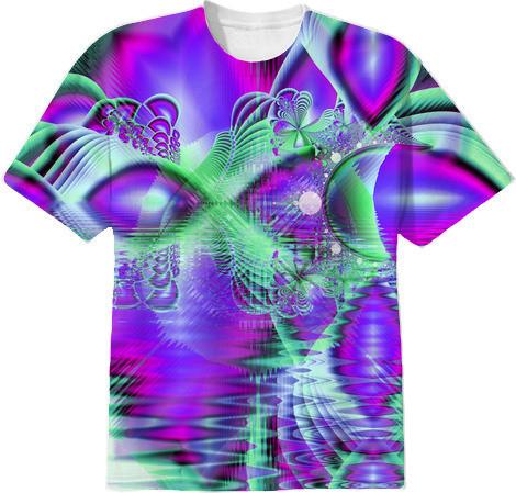 Violet Peacock Feathers Abstract Fractal Crystal Mint Green