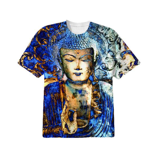 Zen Blue Buddha T Shirt Inner Guidance Art