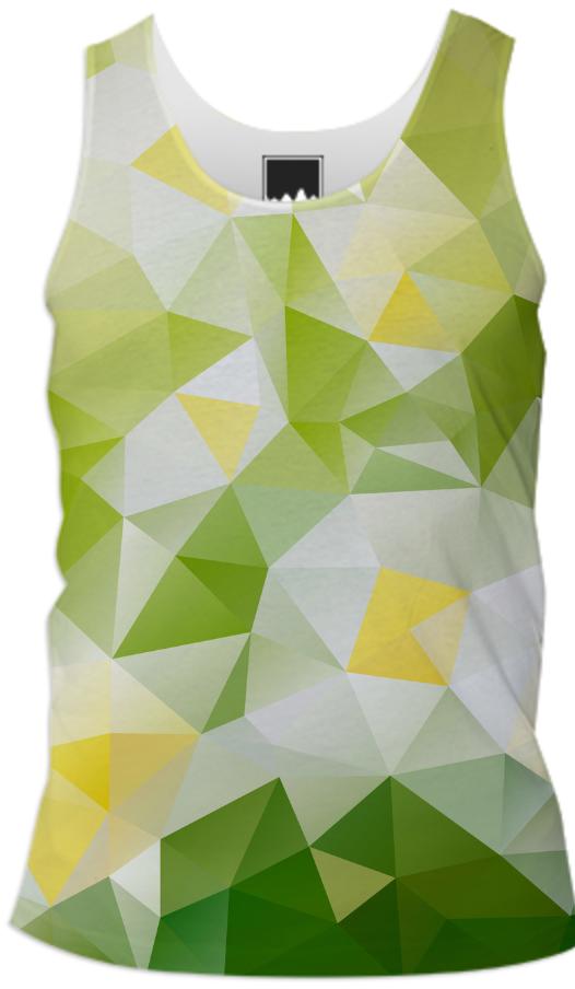 POLYGON TRIANGLES PATTERN GREEN YELLOW CAMOMILE ABSTRACT POLYART GEOMETRIC FLOWERS