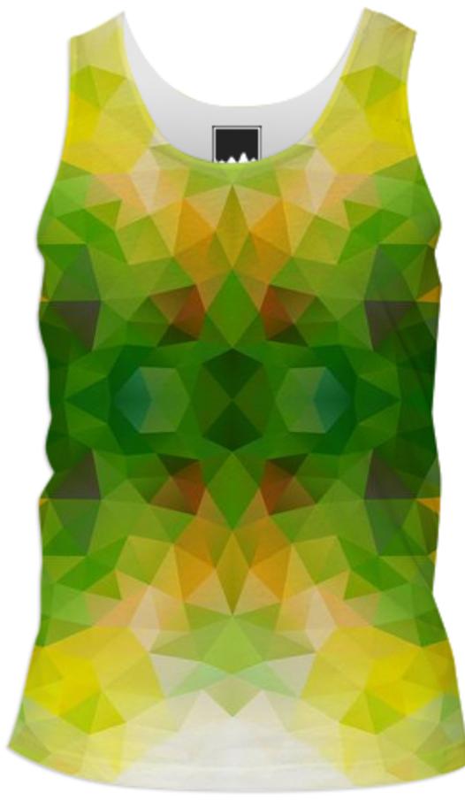 POLYGON TRIANGLES PATTERN GREEN YELLOW RED FRUITS ABSTRACT POLYART GEOMETRIC
