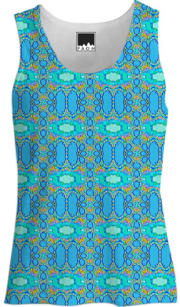 Aqua Blue Pattern Tank Top