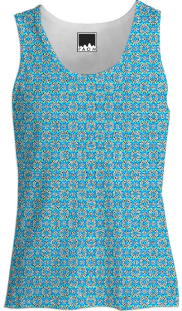 Aqua Flower Pattern Tank Top
