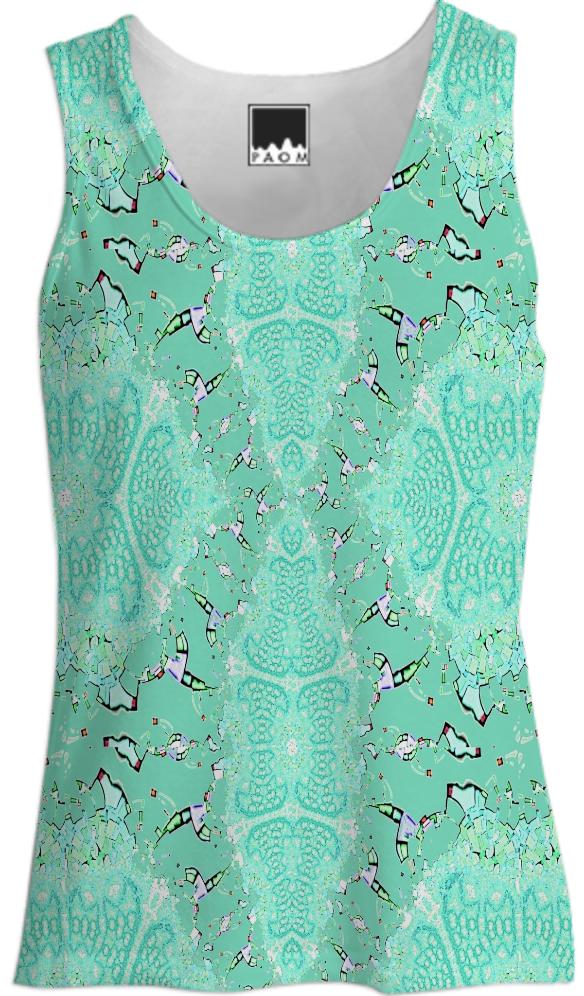 Aqua Green Abstract Tank Top