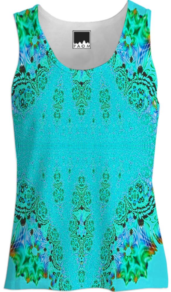 Aqua Green Lace Tank Top