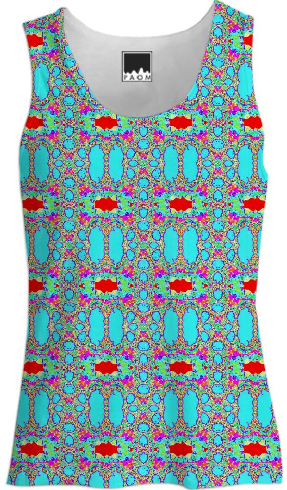 Aqua Red Abstract Tank Top