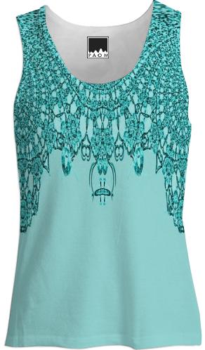 Aqua Teal Lace Tank Top