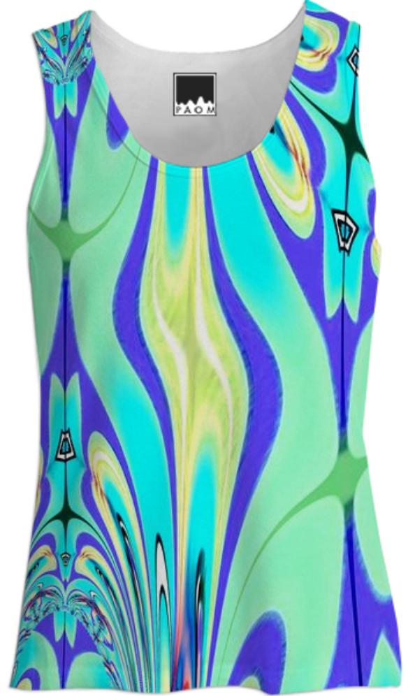 Aqua Yellow Green Abstract Tank Top