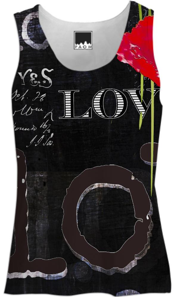 ArtyZen Studios Word Play Love Collage and Red Poppy on Black