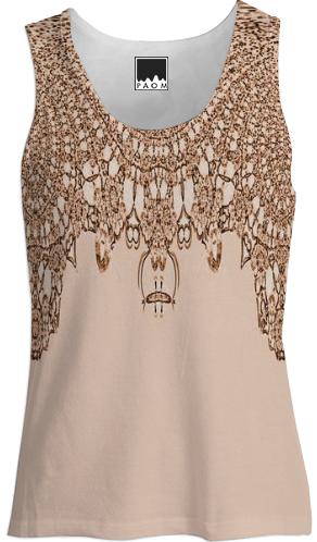 Beige Brown Lace Tank Top