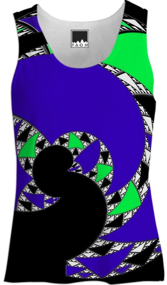 Black Blue Abstract Swirl Tank Top