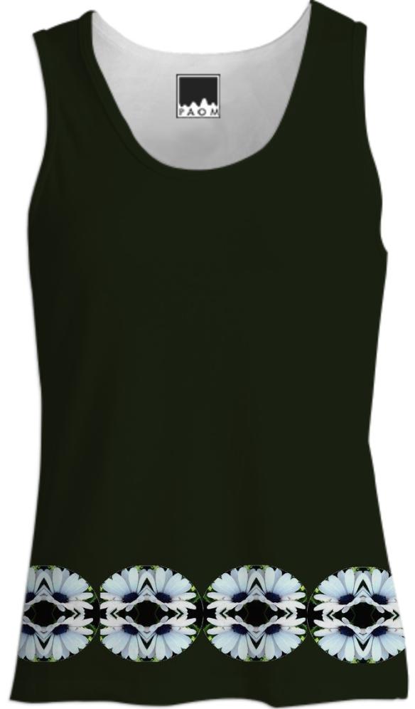 Black with White Daisies Tank Top