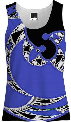 Blue Black Abstract Swirl Tank Top