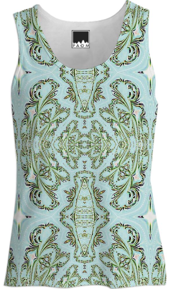 Blue Green Pattern Tank Top