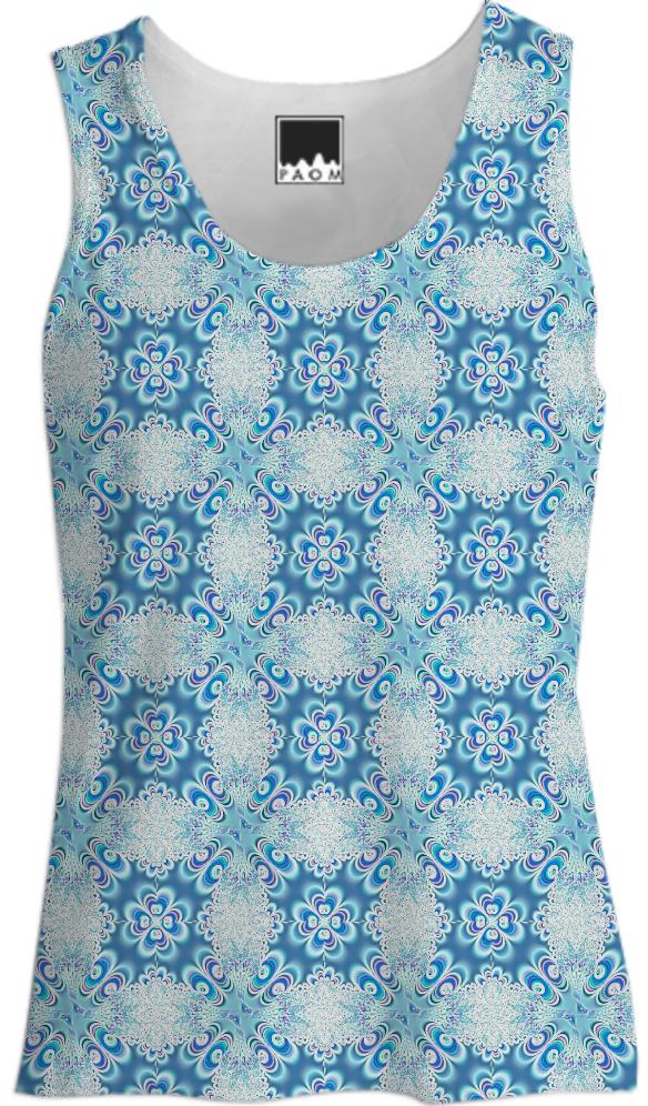 Blue White Lace Tank Top
