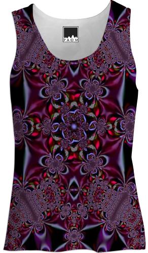 Burgundy Fractal Lace Tank Top