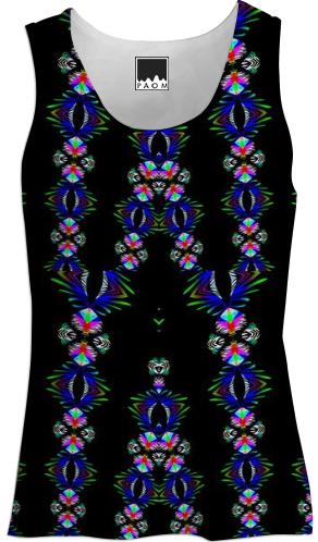 Colorful Pattern on Black Tank Top